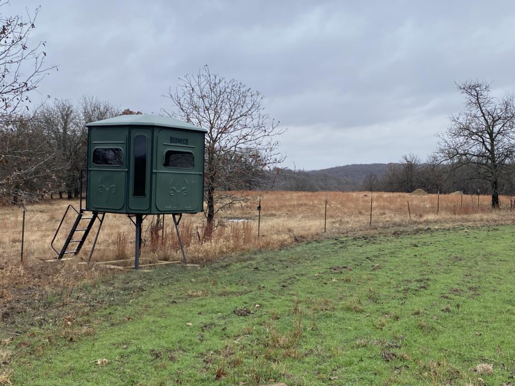 deer stand near food plot