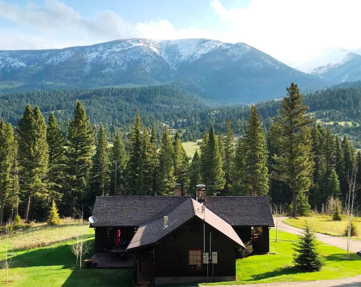 high mountain cabin in the woods