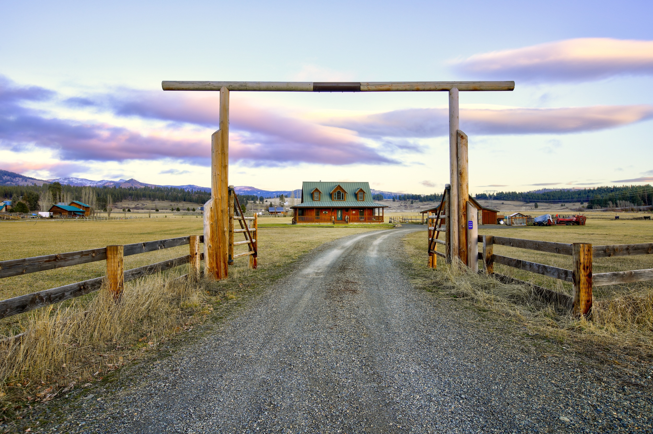 entrance of a residential home on a ranch that was started in the mountain west