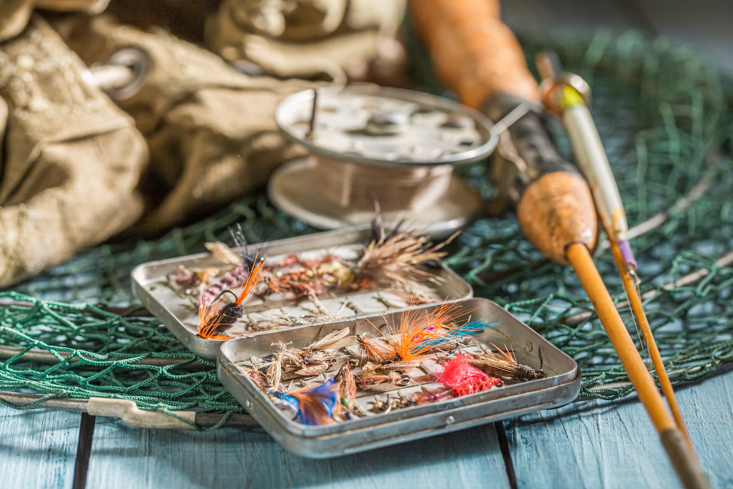 tackle box containing gear for learning to fly fish