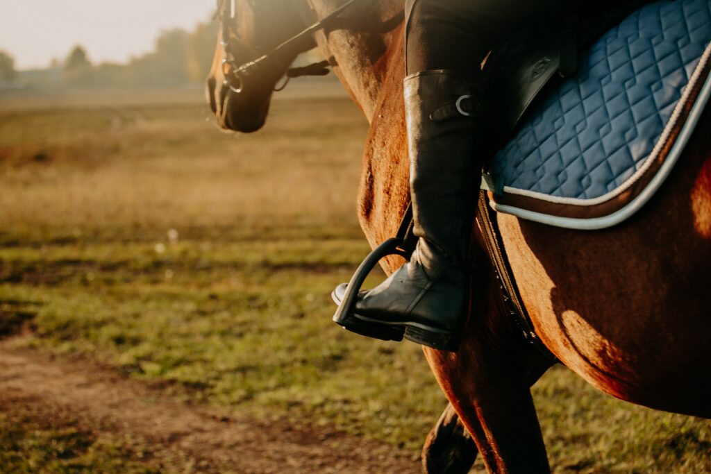 horse riding boots in a stirrup