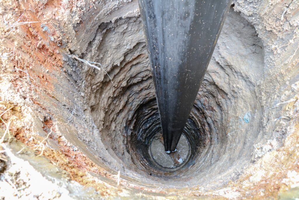 drilling equipment in a water well