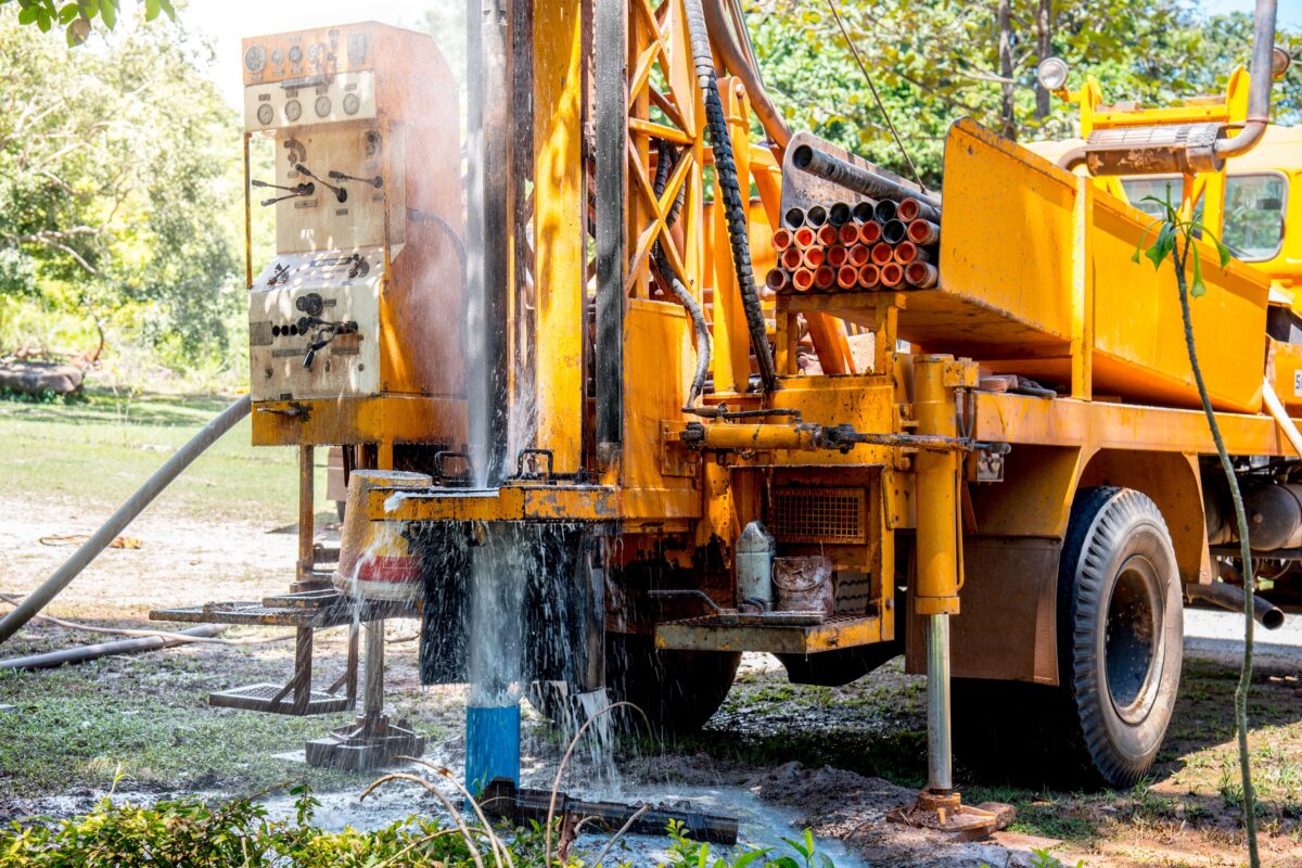 a high cost water well drilling operation on a rural property