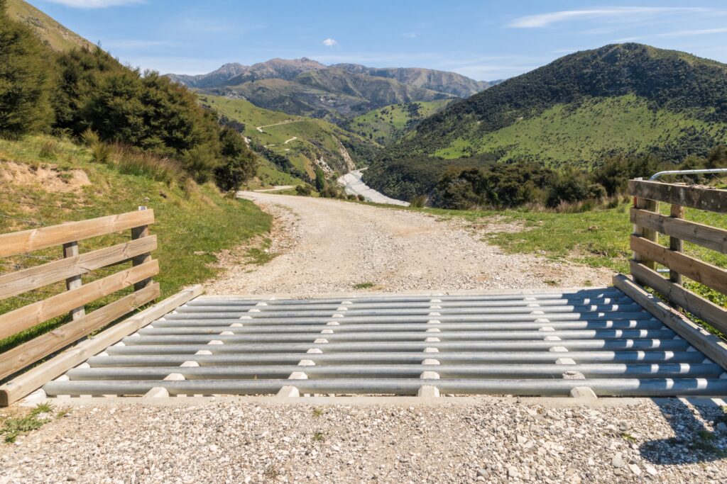 cattle guard over a mountain road